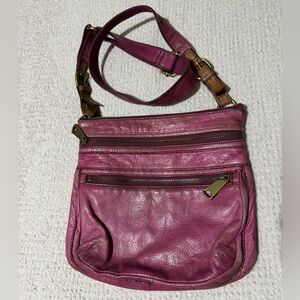 Fossil Pink Cowhide Leather Crossbody Bag